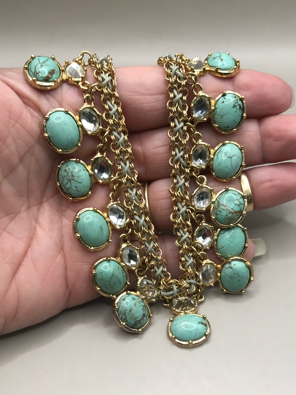 Gold-Tone & Faux Turquoise Pendants Necklace - Picture 8 of 8